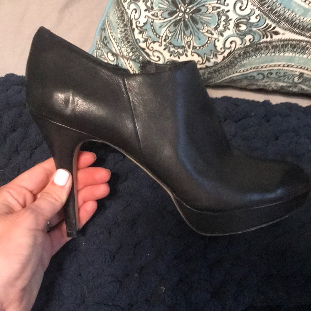Black leather heels